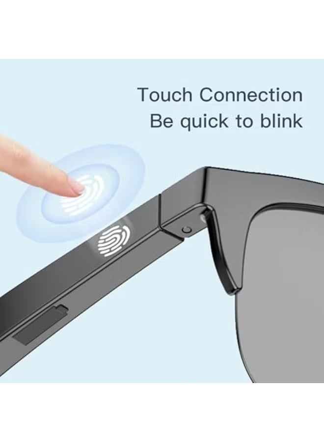 Smartbarry نظارات TY01 الذكية اللاسلكية بتقنية البلوتوث مع صوت مفتوح الأذن، مكبر صوت وميكروفون مدمجين، نظارات شمسية مت polarized، تحكم باللمس، خفيفة الوزن، نظارات ذكية بدون استخدام اليدين - Image 2